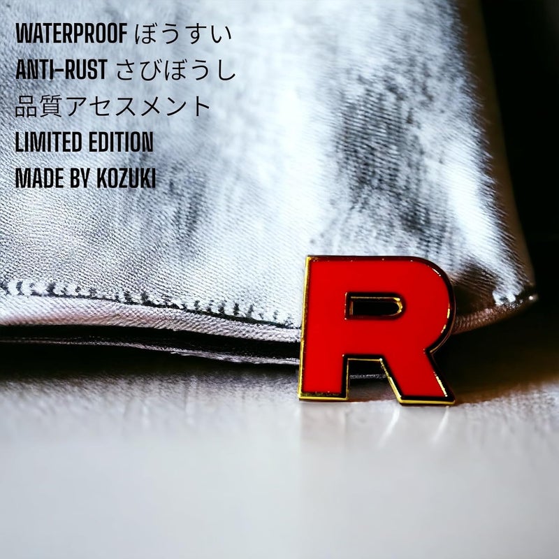 KOZUKI Team Rocket Pin: Red Enamel Gaming Pin, Modern Style, Jessie and James, Initial R, Trainer, Villains, 1.1 x 1.2 x 0.2 inches - Image 3